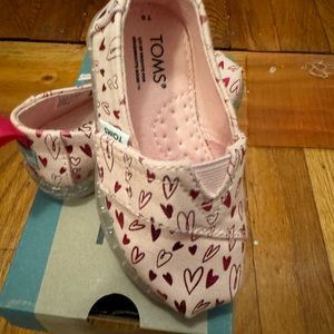 Brand new never worn pastel pink heart tiny Toms